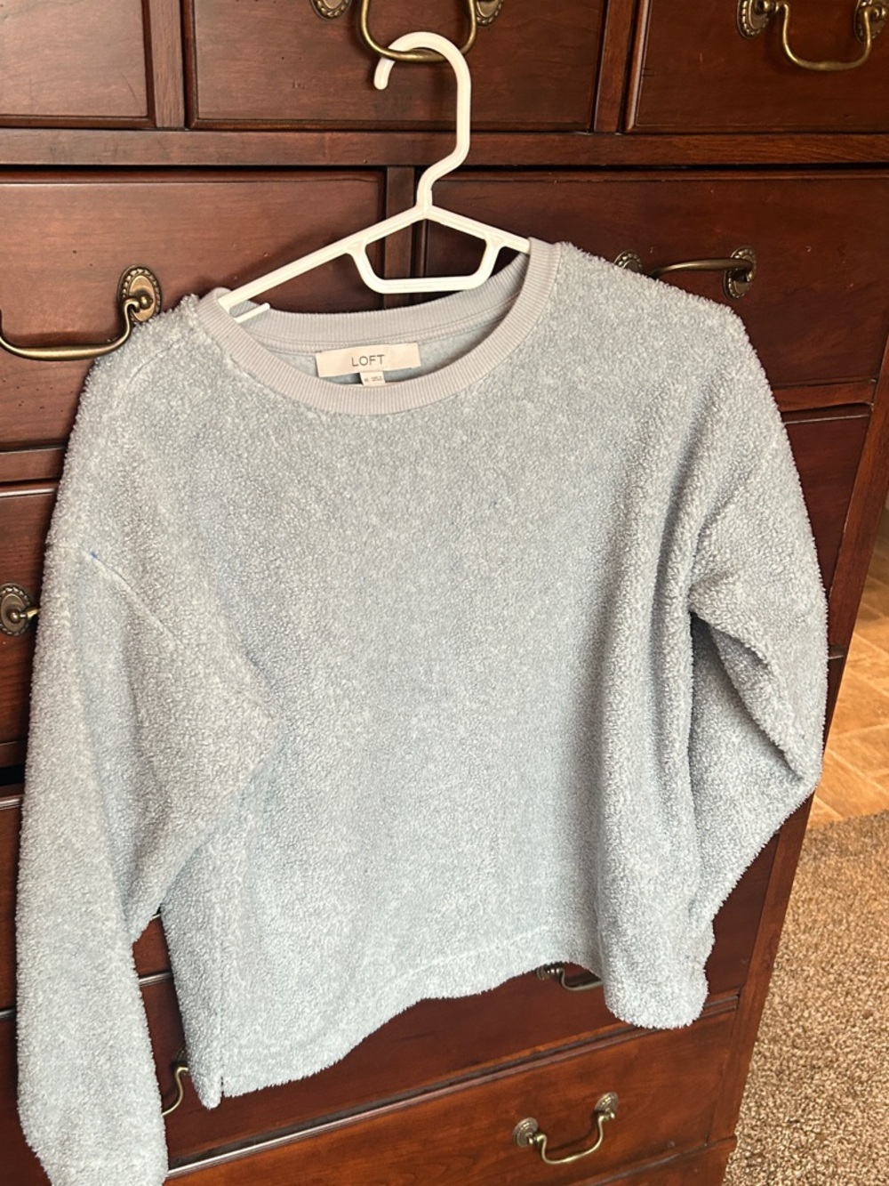 LOFT Powder Blue Bouclé Crewneck Sweater